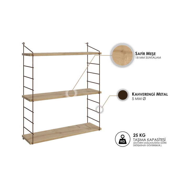 Hanah Home Armoni 3'lü - Oak